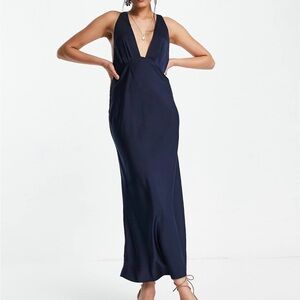 ASOS Deep Blue Backless Maxi Dress